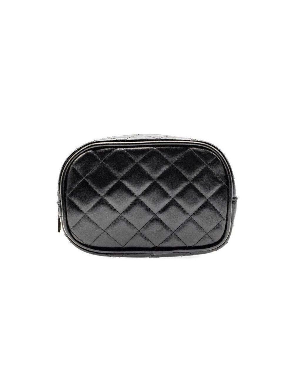 Black Vegan Quilted cosmetic/dopp bag